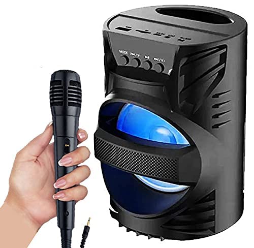 WS-04 Thumping Bass Multimedia Ultra BASS SplashProof Portable, Wireless Speaker Support Bluetooth, FM Radio, USB, Micro SD Card Reader, AUX with Karaoke mic 10 W Bluetooth Speaker