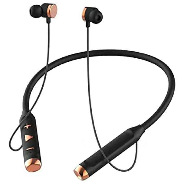 Wireless Bluetooth Headphones Earphone For OnePlus 8T+ 5G Neckband Earphone Bluetooth 5.0 Wireless Headphones with Hi-Fi Stereo Sound, 12Hrs Playtime, Lightweight Ergonomic Neckband, Sweat-Resistant Magnetic EarbudsBluetooth Neckband with Vibration Alert for Calls, in-Ear Wireless Earphones with 12 Hour Battery Life, Fast Charging & in-Built Mic, IPX5 Sweatproof Headphones (ZPP 4,REALBAND, Black)