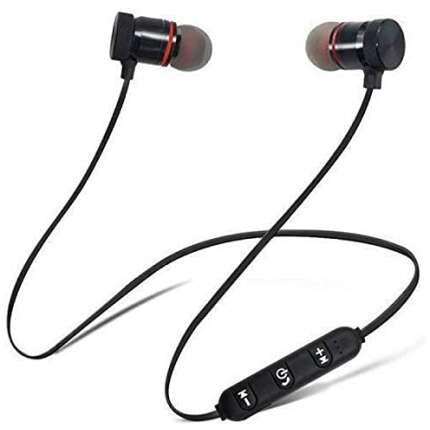 Wireless Headphones for Mobile Phone Sports Stereo Jogger,Running,Gyming Bluetooth Headset with Magnet Bluetooth Earphone Headphone with Mic, Sweatproof Sports Headset (Magnetic) BLK