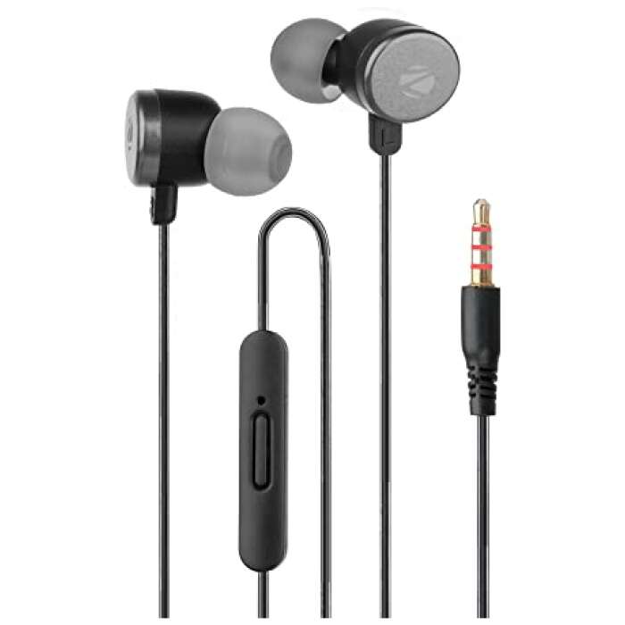Zeb-Bloom Wired Headphones with 3.5mm Jack and 1.2m Cable (Black+ Metal Grey)