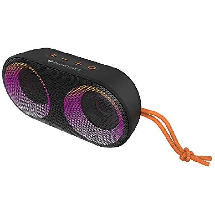 Zebronics ZEB-MUSIC BOMB X MINI Bluetooth 5.0 speaker with IPX5 Waterproof, 5W RMS, Voice assistant, Powerful Bass, 11H* backup, RGB lights, mSD/FM Radio, Call function & type C charging (Black)