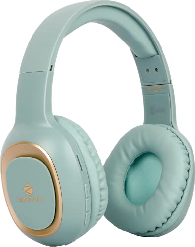 Zebronics Zeb - Paradise Wireless BT Headphone Comes with 40mm Drivers, AUX Connectivity, Built in FM, Call Function, 15Hrs* Playback time and Supports Micro SD Card (Green)
