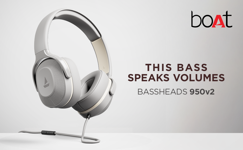 boAt Bassheads 950v2 Wired Over ear Headphones(Warm Grey)