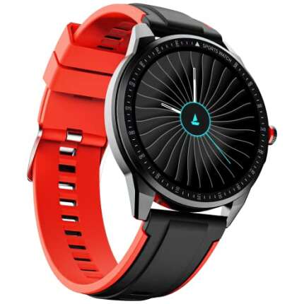 boAt Flash Edition Smartwatch with Activity Tracker,Multiple Sports Modes,Full Touch 3.30 cm ( 1.3") Screen,Gesture Control,Sleep Monitor,Camera & Music Control,IP68 Dust,Sweat & Splash Resistance(Moon Red)