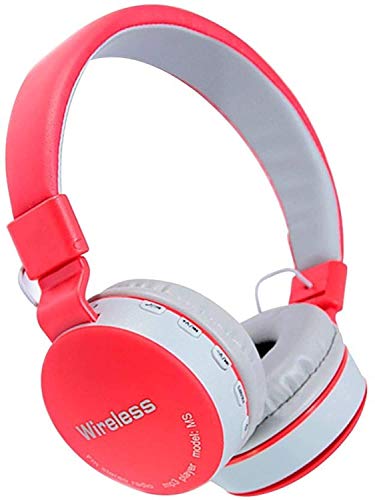 icall 881 Bluetooth Headphone with Super Extra Bass, Up to 8H Playtime, Dual Connectivity Modes, Foldable Earcups and Lightweight Design (Red)