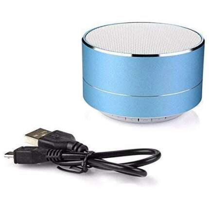 keeva Bluetooth Speaker Portable Powerful Wireless Streaming with Mic FM Radio 3W Super Bass Mini Metal Aluminium Alloy Gift for Loved One (Blue)