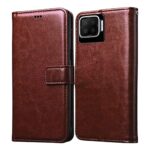 Amazon Brand - Solimo Flip Leather Mobile Cover (Soft & Flexible Back case) for Oppo F17 (Brown)
