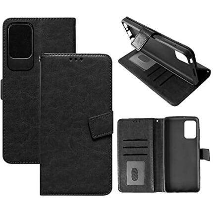 Amazon Brand - Solimo Flip Leather Mobile Cover (Soft & Flexible Back case) for Mi Redmi Note 10 / Note 10S (Black)