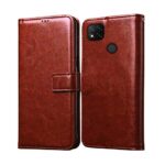 Amazon Brand - Solimo Flip Leather Mobile Cover (Soft & Flexible Back case) for Mi Redmi 9 / Redmi 9C / Redmi 9 Active - Brown