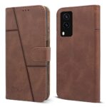 Jkobi Flip Cover Case for Vivo V21e 5G (Stitched Leather Finish | Magnetic Closure | Inner TPU | Foldable Stand | Wallet Card Slots | Brown)