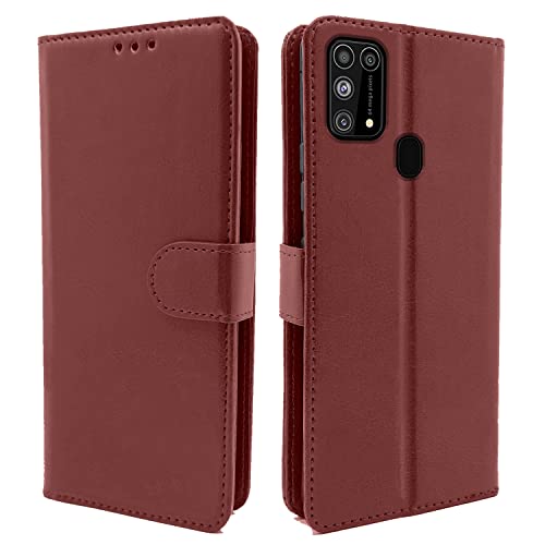 Pikkme Flip Cover for Samsung Galaxy M31 / F41 / M31 Prime PU Leather Wallet Flip Case for Samsung Galaxy M31 / F41 / M31 Prime(Brown)