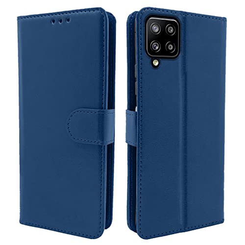 Pikkme Samsung Galaxy M12 / F12 / A12 Leather Magnetic Flip Wallet Case Cover for M12 / F12 / A12 (Blue)