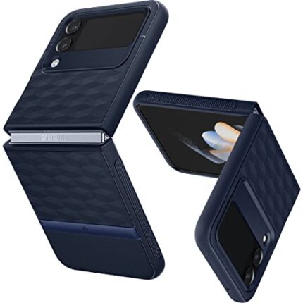 CASEOLOGY by Spigen Parallax Back Cover Case Compatible For Samsung Galaxy Z Flip 4 (TPU and Polycarbonate|Midnight Blue)