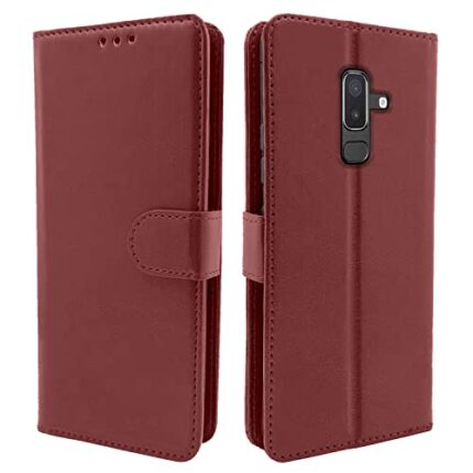 Pikkme Samsung Galaxy J8 Flip Case | Vintage Leather Finish | Inside TPU with Card Pockets | Wallet Stand | Magnetic Closing | Flip Cover for Samsung Galaxy J8 (Brown)