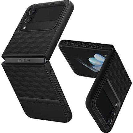 CASEOLOGY by Spigen Parallax Back Cover Case Compatible For Samsung Galaxy Z Flip 4 (TPU and Polycarbonate|Matte Black)