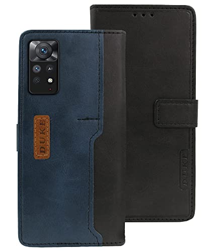 Jkobi Flip Cover Case for Xiaomi Redmi Note 11 Pro |11 Pro 5G |11 Pro Plus 5G (Professional Dual Leather Finish | Magnetic Closure | Rear and Interior Card Slots | Black with Blue)
