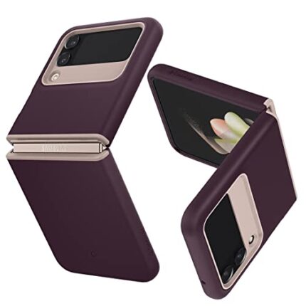 CASEOLOGY by Spigen Nano Pop Back Cover Case Compatible For Samsung Galaxy Z Flip 4 (TPU and Polycarbonate|Burgundy Bean)
