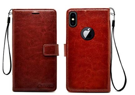 Bracevor Flip Cover for iPhone X | Xs (Executive Brown) | PU Leather Case | Foldable Stand | Wallet Card Slots