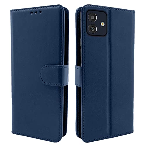 Pikkme Samsung Galaxy M13 5G Flip Case Leather Finish | Inside TPU with Card Pockets | Wallet Stand and Shock Proof | Magnetic Closing | Complete Protection Flip Cover for Samsung Galaxy M13 5G (Blue)