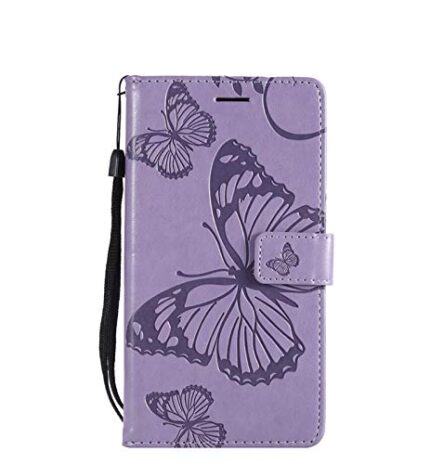 TELETEL Butterfly Magnetic Closure Wallet Card Holder Flip Case for Samsung Galaxy A34 5G|Mobile Cover|Back Flip Cover - Purple