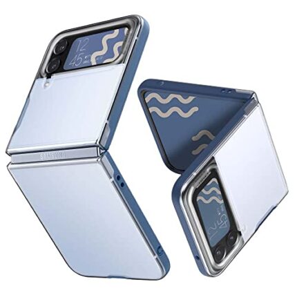 CYRILL Spigen Color Brick Compatible For Samsung Galaxy Z Flip 4 Case (2022), Thin Semi-Transparent PC Case with Protective TPU Bumper - Coast