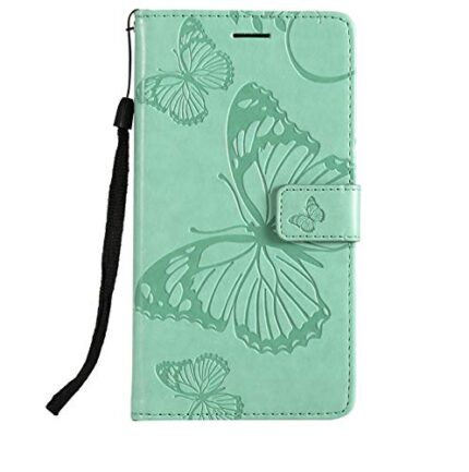 TELETEL Butterfly Magnetic Closure Wallet Card Holder Flip Case for Samsung Galaxy A34 5G|Mobile Cover|Back Flip Cover - Sea Green