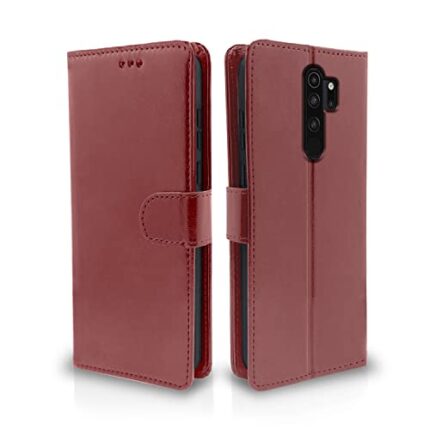 Pikkme Redmi Note 8 Pro Flip Cover Case | Leather Finish | Wallet Stand | Shock Proof | 360 Degree Complete Protection Flip Cover for Xiaomi Redmi Note 8 Pro (Brown)