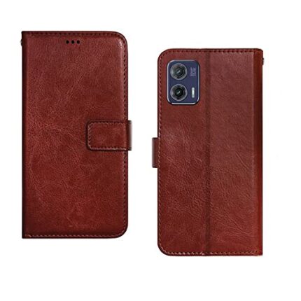 InkTree Moto G73 5G Flip Case | Premium Leather Finish Flip Cover | with Card Pockets | Wallet Stand |Complete Protection Flip Cover for Moto G73 5G - Brown