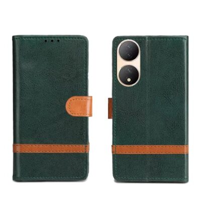 InkTree Vivo Y100 Flip Case | Leather Finish Flip Cover | Flip Cover for Vivo Y100 - Green Stripe