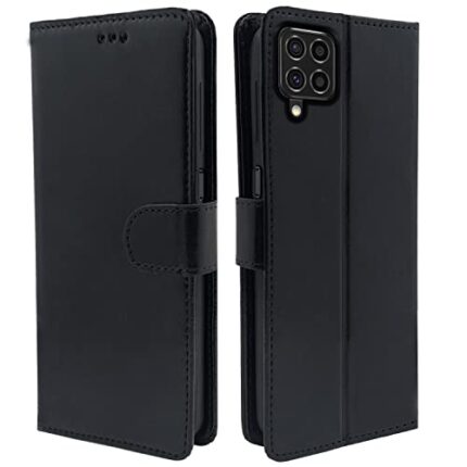 Pikkme Samsung Galaxy M33 5G Flip Cover | PU Leather Finish | 360 Protection | Wallet & Stand | Strong Magnetic Flip Case for Samsung Galaxy M33 5G (Black)
