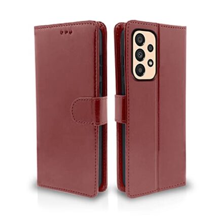 Pikkme Samsung Galaxy A33 5G Flip Cover | PU Leather Finish | 360 Protection | Wallet & Stand | Strong Magnetic Flip Case for Samsung Galaxy A33 5G (Brown)