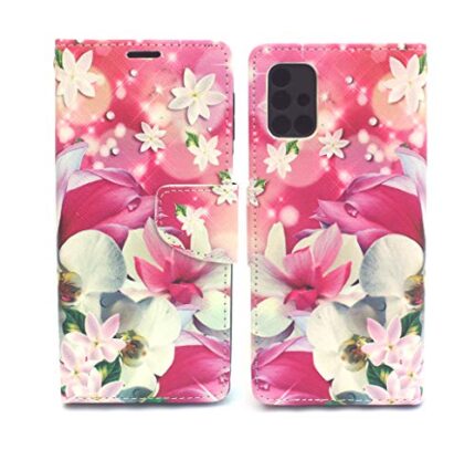 Arbuda Fancy Printed Designer Leather Flip Wallet Back Cover Case for Samsung Galaxy M31s - Red Flower
