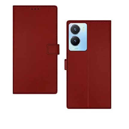 Chaapio Vivo T2X 5G Flip Case | Premium Leather Finish Flip Cover |Complete Protection Flip Cover for Vivo T2X 5G - Mehroon Red