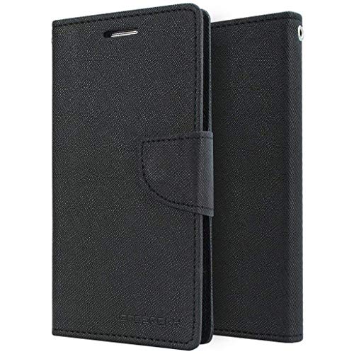 Fastship Nokia 7.2 Flip Cover | Canvas Cloth Durable Long Life | Wallet Stylish Mercury Magnetic Closure Book Cover Leather Flip Case for Nokia 7.2 - Black