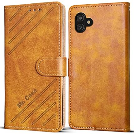 Mr. Case Flip Cover Protect Your Samsung M13 5G in Style with This Durable and Functional Flip Case (Magnetic Closure -Light Brown)