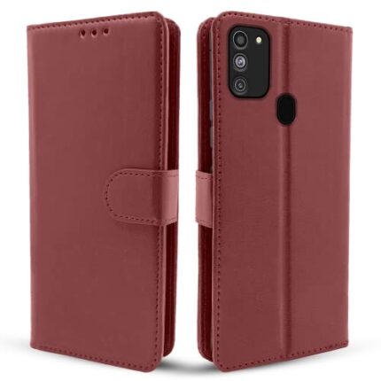 Pikkme Flip Cover for Samsung Galaxy M21 2021 / M30s / M21 (Faux Leather | Brown)