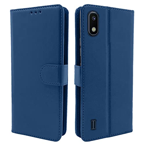 Pikkme Samsung Galaxy A10 Flip Case Leather Finish | Inside TPU with Card Pockets | Wallet Stand and Shock Proof | Magnetic Closing | Complete Protection Flip Cover for Samsung Galaxy A10 (Blue)