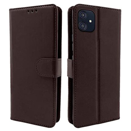 Pikkme Samsung Galaxy M04 / F04 / A04e Flip Cover Leather Finish | Inside TPU with Card Pockets | Wallet Stand and Shock Proof | Magnetic Closing | Complete Protection Flip Case (Coffee)