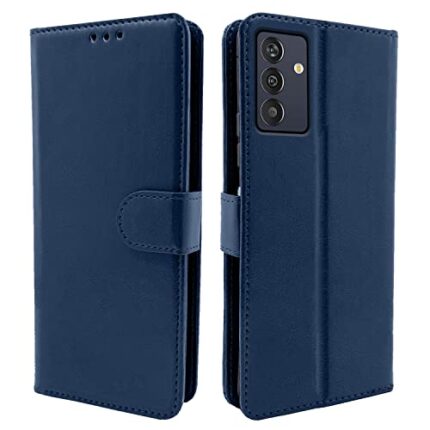 Pikkme Samsung Galaxy M13 4G Flip Case Leather Finish | Inside TPU with Card Pockets | Wallet Stand and Shock Proof | Magnetic Closing | Complete Protection Flip Cover (Blue)