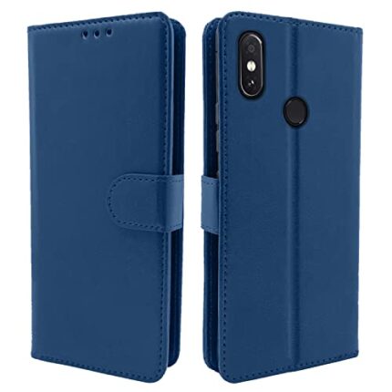 Pikkme Xiaomi Redmi Note 5 Pro Flip Cover Magnetic Leather Wallet Case Shockproof TPU for Xiaomi Redmi Note 5 Pro (Blue)