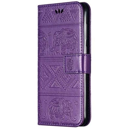 TELETEL Elephant Embossing Design Magnetic Closure Wallet Flip Case Cover for Oppo A78 5G (Faux Leather|Purple)