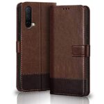 TheGiftKart Dual-Color Leather Finish OnePlus Nord CE 5G Flip Back Cover | Inside Pockets & Inbuilt Stand | Wallet Style Flip Cover Back Case for OnePlus Nord CE 5G (Brown & Coffee)