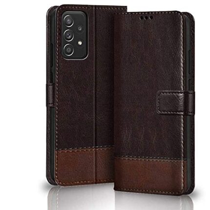 TheGiftKart Flip Back Cover Case For Samsung Galaxy A23 4G/A23 5G|Dual-Color Leather Finish|Inbuilt Stand & Pockets|Wallet Style Flip Back Case Cover For Samsung Galaxy A23 4G/A23 5G (Coffee & Brown)