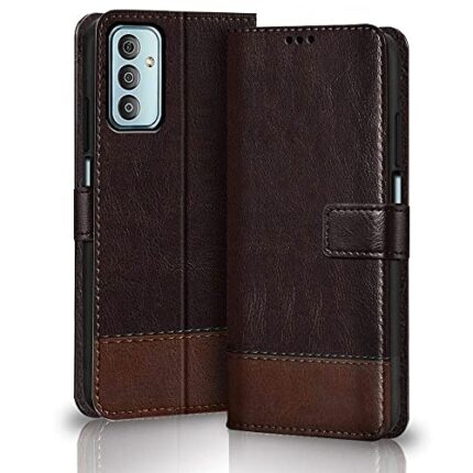 TheGiftKart Flip Back Cover Case for Samsung Galaxy F23 5G | Dual-Color Leather Finish | Inbuilt Stand & Pockets | Wallet Style Flip Back Case Cover for Samsung Galaxy F23 5G (Coffee & Brown)
