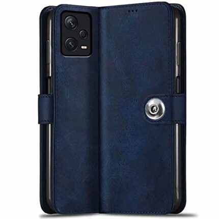 TheGiftKart Flip Cover Back Case for Mi Redmi Note 12 Pro Plus 5G | Genuine Leather Finish | Designer Button | Inbuilt Pockets & Stand | Flip Cover Back Case for Mi Redmi Note 12 Pro Plus 5G (Blue)