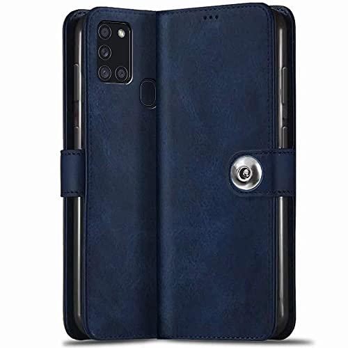 TheGiftKart Flip Back Cover for Samsung Galaxy A21s (Faux Leather | Blue)
