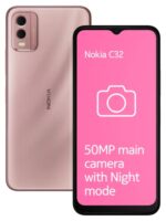 Nokia C32 with 50MP Dual Rear AI Camera | Toughened Glass Back | 4GB RAM, 128GB Storage | Upto 7GB RAM with RAM Extension | 5000 mAh Battery | 1 Year Replacement Warranty | Android 13 | Pink