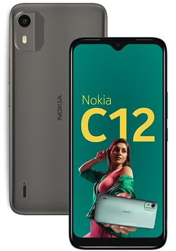 Nokia C12 Android 12 (Go Edition) Smartphone, All-Day Battery, 4GB RAM (2GB RAM + 2GB Virtual RAM) + 64GB Capacity | Charcoal
