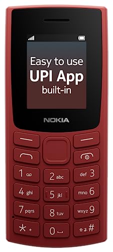 Nokia All-New 105 Keypad Phone with Built-in UPI Payments, Long-Lasting Battery, Wireless FM Radio | Red