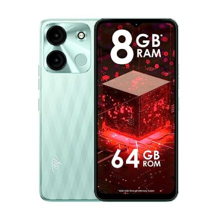 Itel A60s (4GB RAM + 64GB ROM, Up to 8GB RAM with Memory Fusion | 8MP AI Rear Camera | 5000mAh Battery with 10W Charging | Faceunlock & Fingerprint -Glacier Green